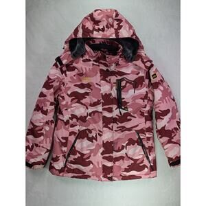 Outdoor Sport Pink Camo Ski Jacket Sz M Thermal Waterproof Hooded123.42